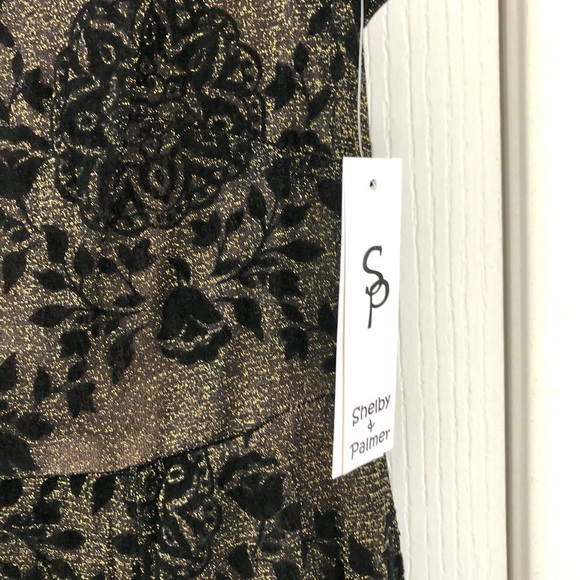 NWT Shelby & Palmer Black and Tan Floral Midi Dress - Picture 4 of 5